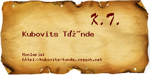 Kubovits Tünde névjegykártya